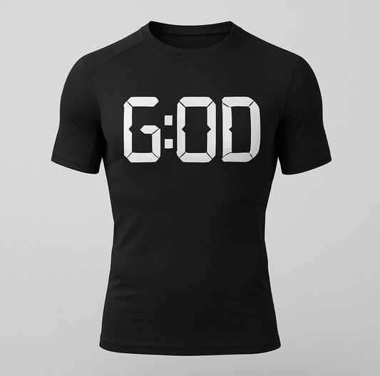 God’s Timing Compression Shirt (Black) Sizes 2XL-4XL